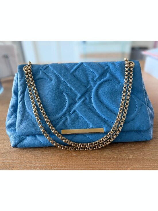 CH CAROLINA HERRERA BLUE EMBOSSED LEATHER SHOULDER OR CROSSBODY BAG main image 0